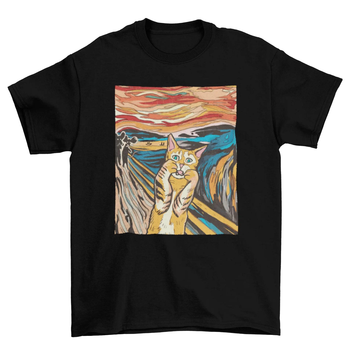 The Scream parody cat t-shirt Turquoise Theseus