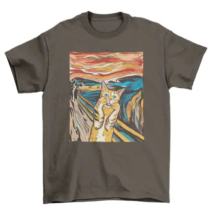 The Scream parody cat t-shirt Turquoise Theseus