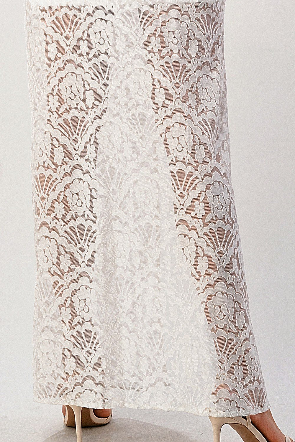 Elegant Black Lace Maxi Dress with Side Slit - My Store Women's Clothing 