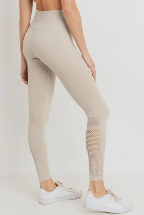 Ribbed and Perforated Seamless Highwaist Leggings Blue Lelantos