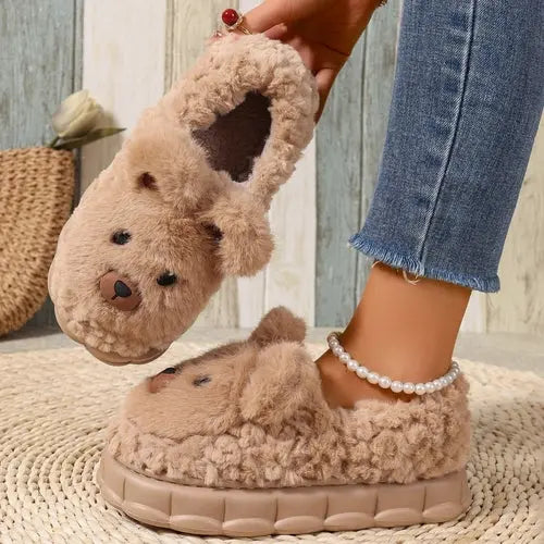 Cute Plush Furry Slippers Coral Vanilla