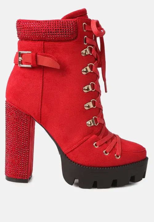 Birch Block Heeled Ankle Boots Ruby Smudge