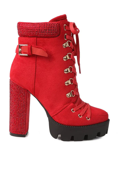 Birch Block Heeled Ankle Boots Ruby Smudge