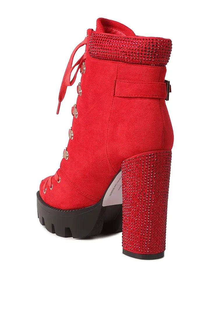 Birch Block Heeled Ankle Boots Ruby Smudge