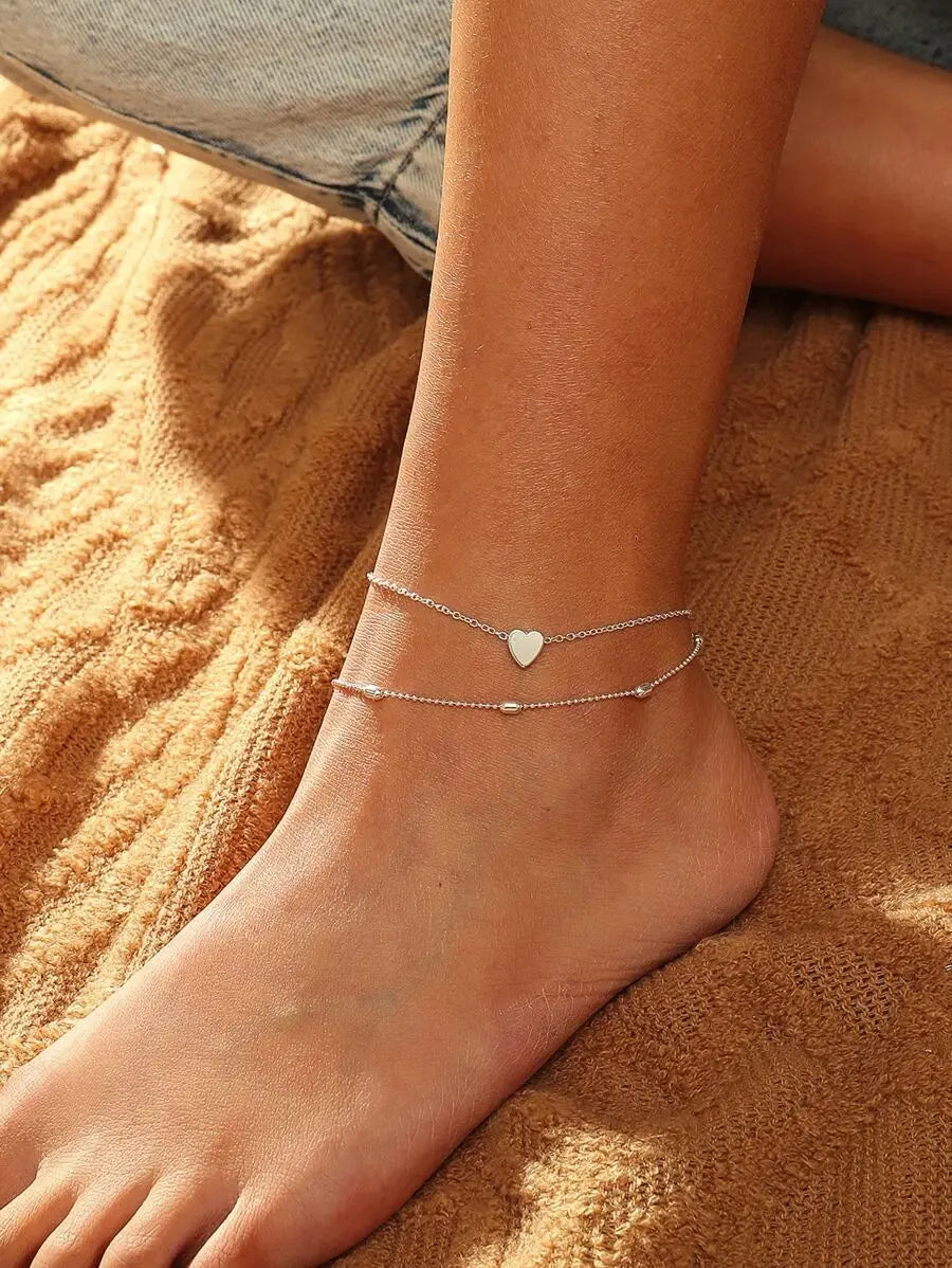 Simple Heart Anklet Ankle Bracelet Peridot