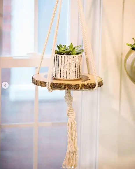 Macrame Plant Hanger, Macrame Pot Holder, Plant Silver Simba