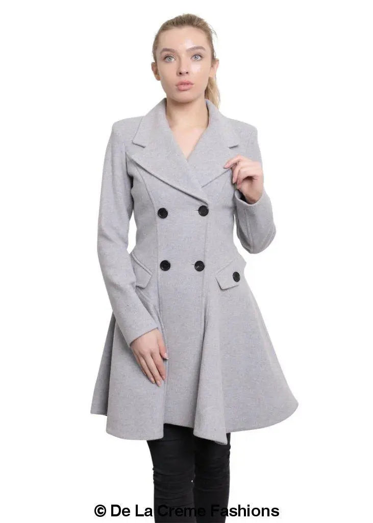 Wool Blend Double Breasted Skater Coat (1102) Rose Eleusis