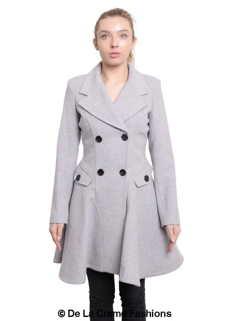 Wool Blend Double Breasted Skater Coat (1102) Rose Eleusis