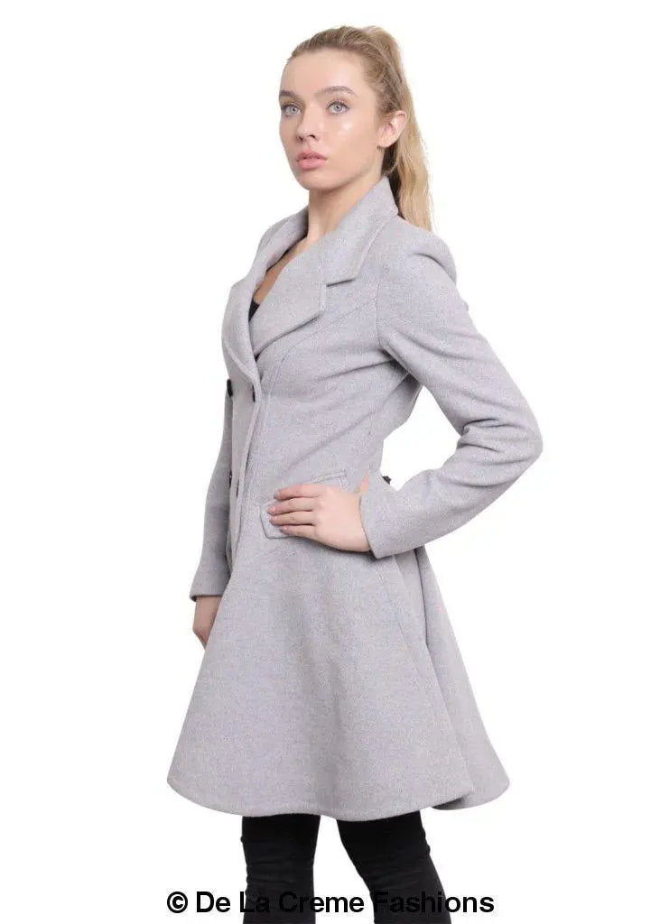 Wool Blend Double Breasted Skater Coat (1102) Rose Eleusis