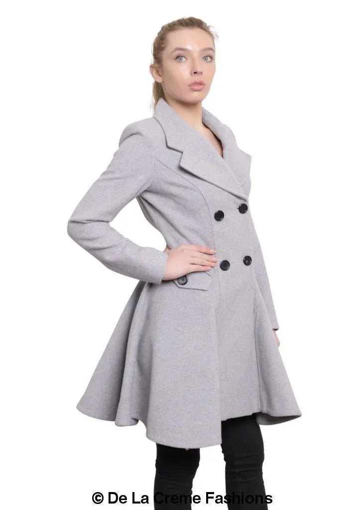 Wool Blend Double Breasted Skater Coat (1102) Rose Eleusis