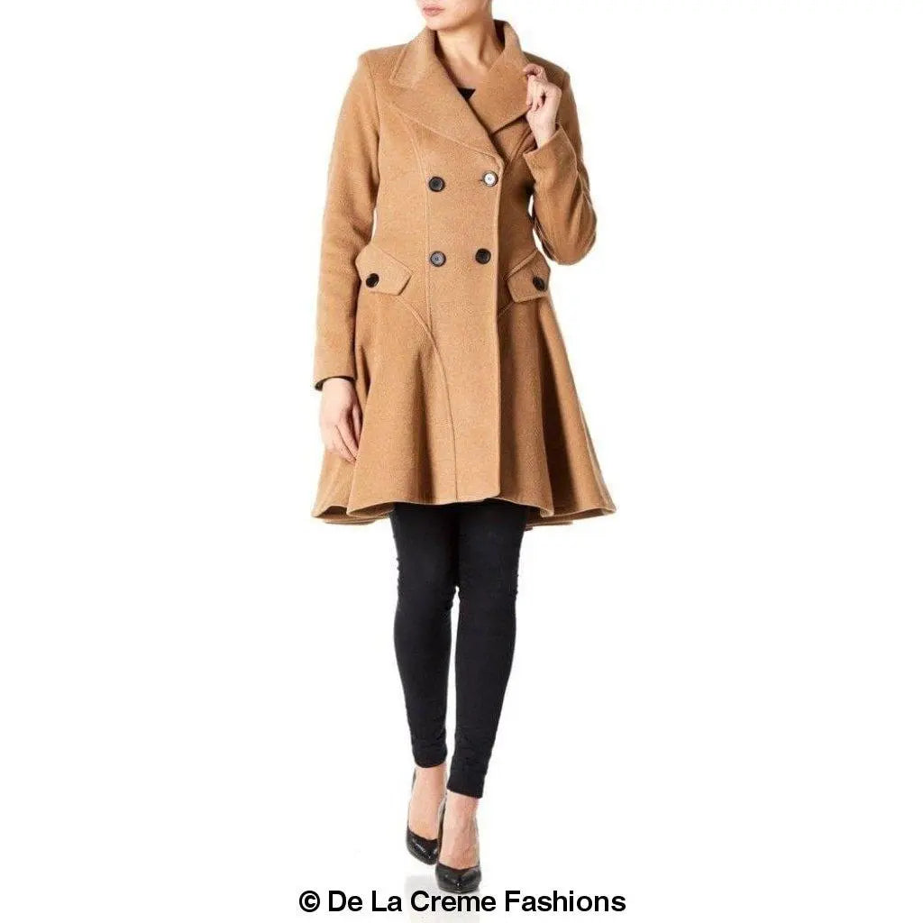 Wool Blend Double Breasted Skater Coat (1102) Rose Eleusis