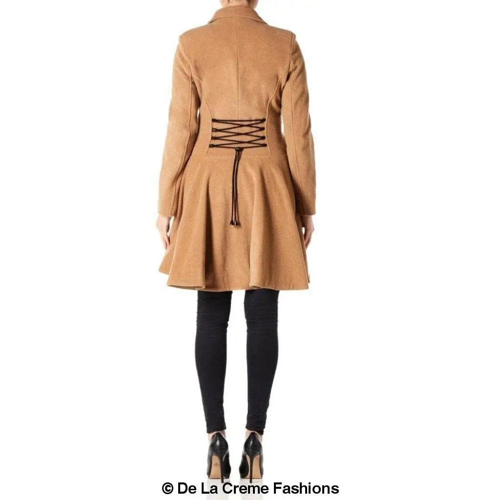 Wool Blend Double Breasted Skater Coat (1102) Rose Eleusis