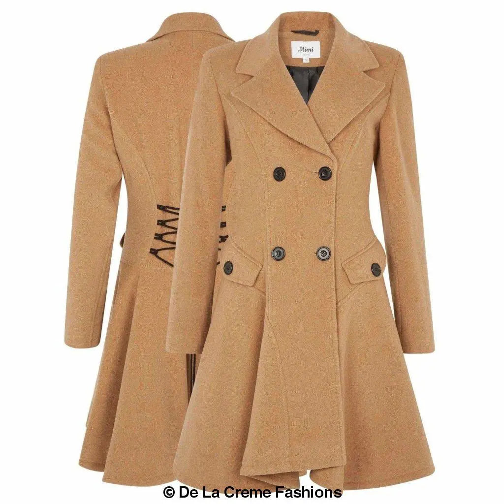 Wool Blend Double Breasted Skater Coat (1102) Rose Eleusis