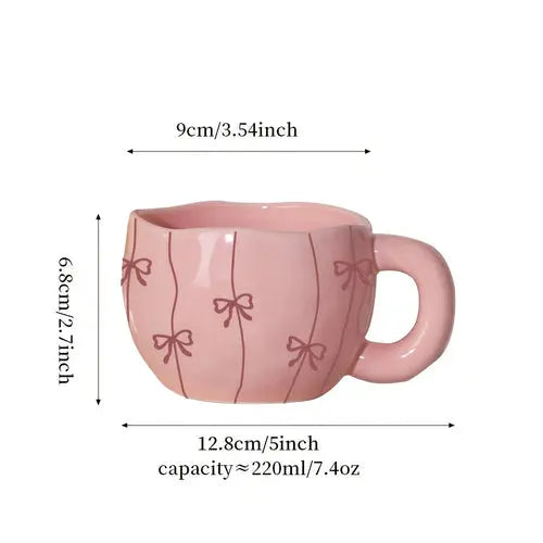 YUMIPLUS 74oz Insulated Pink Bow Mug  Kawaii Style Champagne Apollo