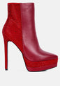 Encanto High Heeled Ankle Boots Ruby Smudge