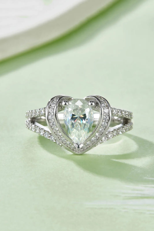 1 Carat Moissanite 925 Sterling Silver Heart Ring Trendsi