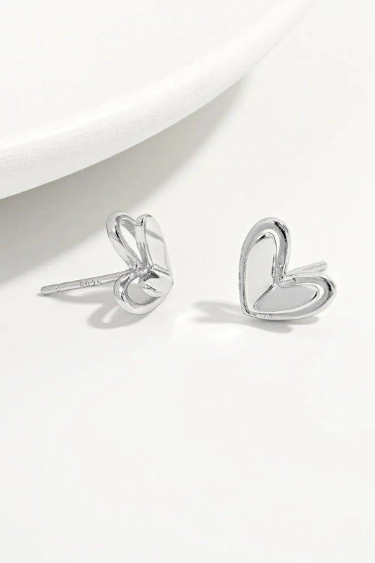 925 Sterling Silver Heart Stud Earrings Trendsi
