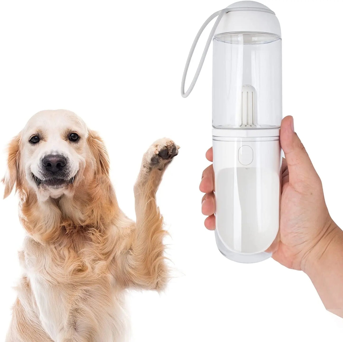 ABC Portable Dog Water Bottle Dispenser 360ml, White Travel Dog Water Tan Arachne