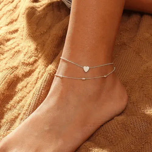 Simple Heart Anklet Ankle Bracelet Peridot