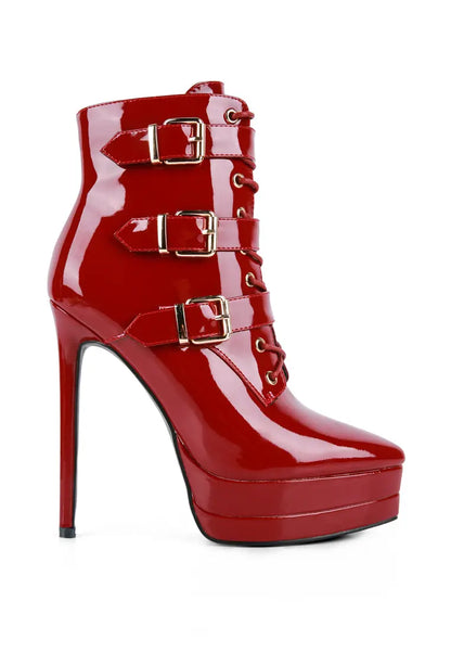 Gangup High Heeled Stiletto Boots Ruby Smudge