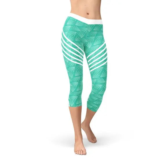 Turquoise Sports Capri Leggings Maroon Sooty