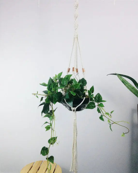 Macrame plant hanger, hanging planter, copper Silver Simba