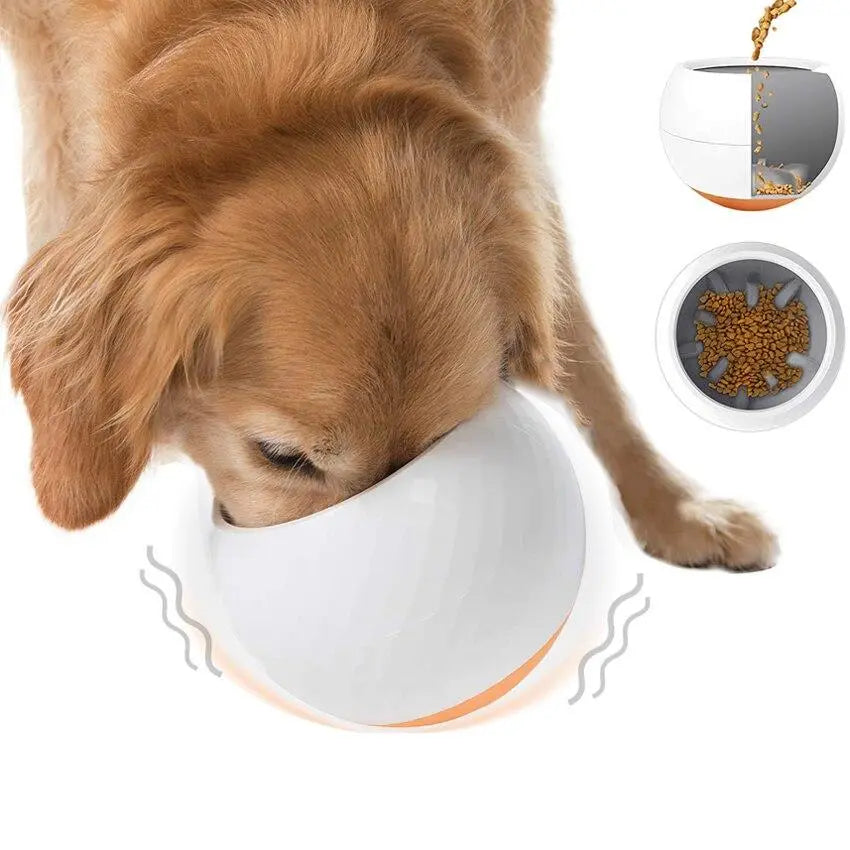 Dog Slow Feeder Bowl Wobbler Toy for Small Medium Dogs Cats Yellow Angel