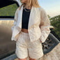 Quilted High Waist Shorts and Crop Jacket Suit top Grey Beech