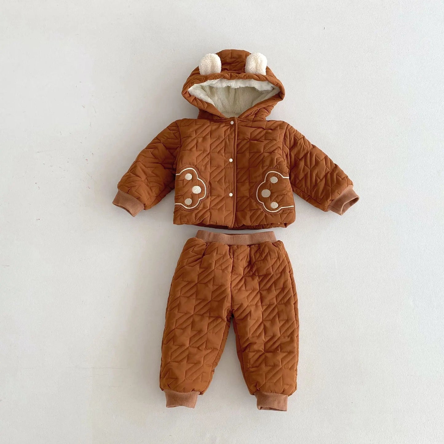 Winter Infant Baby Unisex Teddy Paws Pattern Long Sleeves Coat With Chocolate Lily