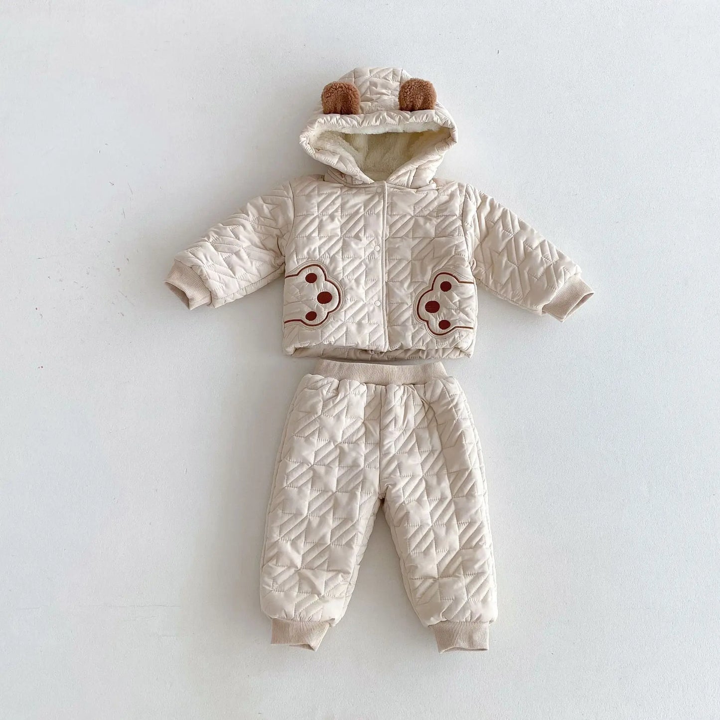 Winter Infant Baby Unisex Teddy Paws Pattern Long Sleeves Coat With Chocolate Lily