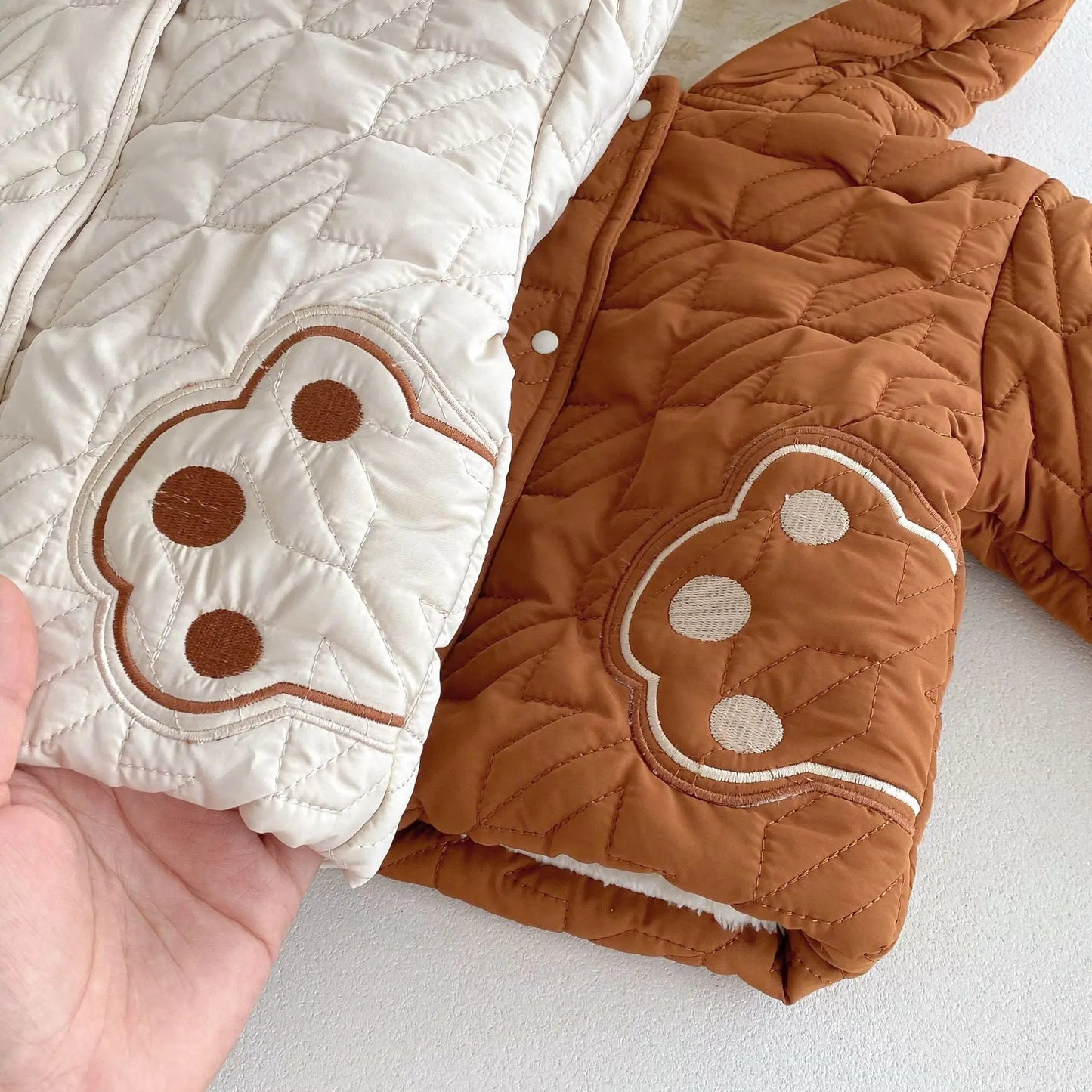 Winter Infant Baby Unisex Teddy Paws Pattern Long Sleeves Coat With Chocolate Lily