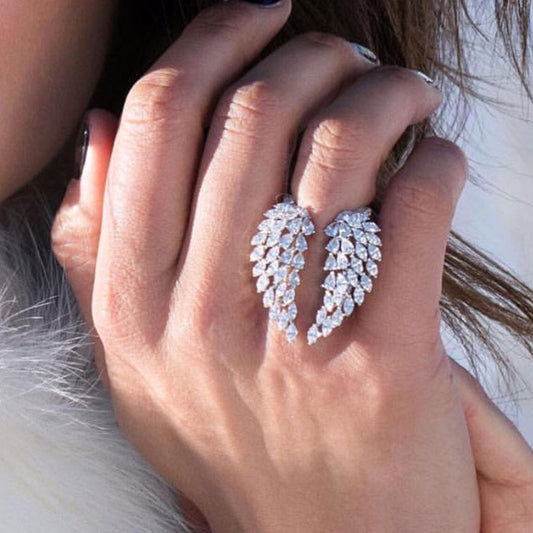 Angel wings ring 925 Sterling silver Marquise cut 5A Cz Stone Blue Charlie Home & Garden