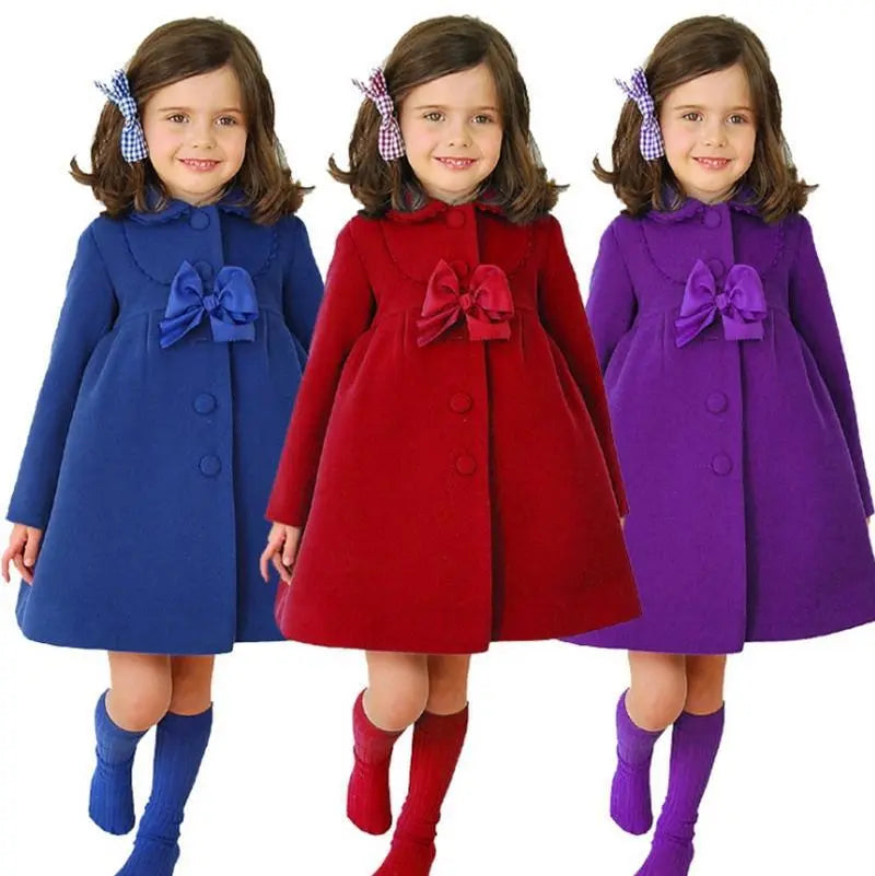 kids Designer Clothes Girls Big Bow Coats Solid Toddler Jacket Long Blue Charlie