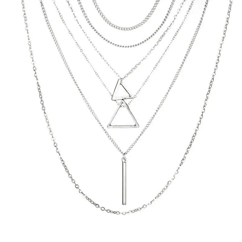 Double Triangle Multilayer Necklace Jasper