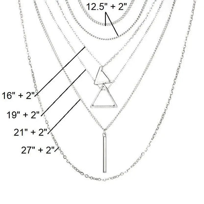 Double Triangle Multilayer Necklace Jasper