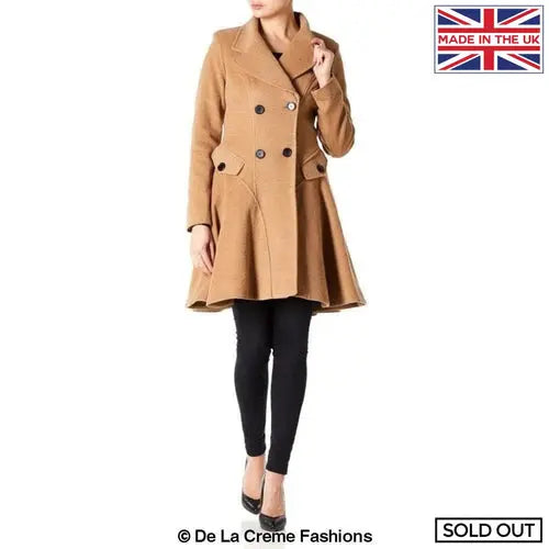 Wool Blend Double Breasted Skater Coat (1102) Rose Eleusis