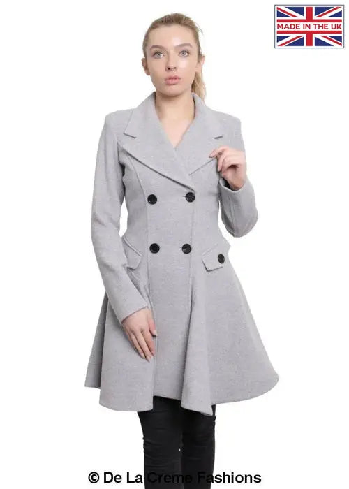 Wool Blend Double Breasted Skater Coat (1102) Rose Eleusis